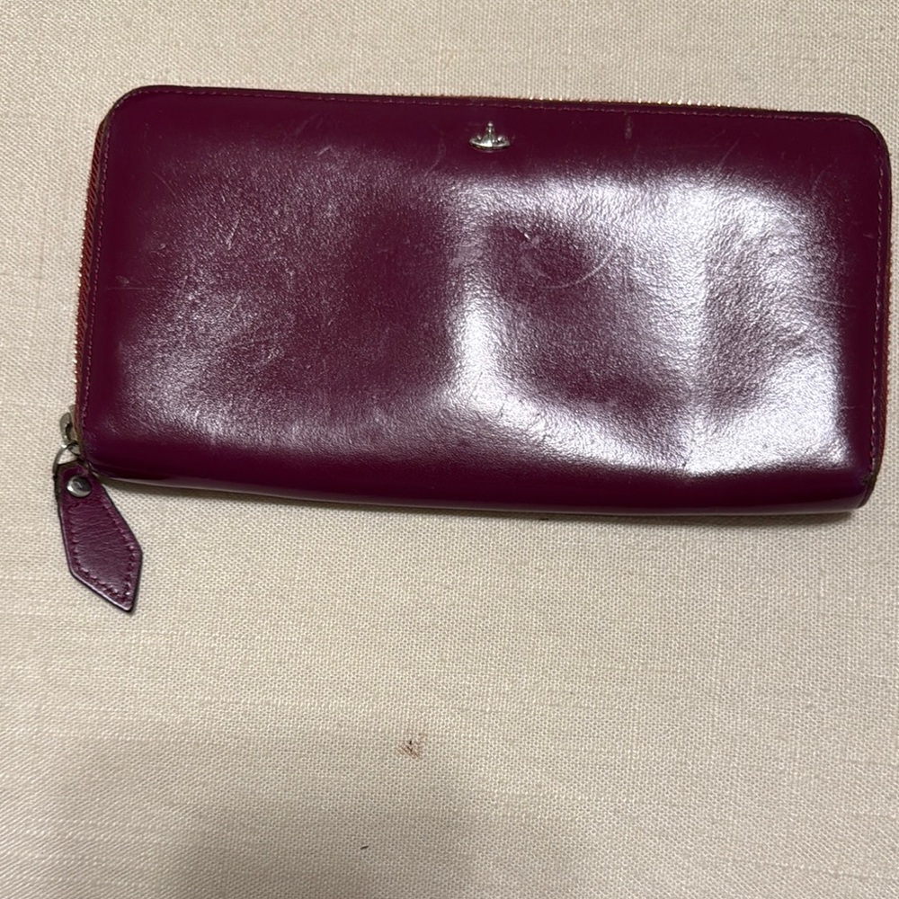 Authentic Vivienne Westwood Long Zip-Around Wallet – Burgundy